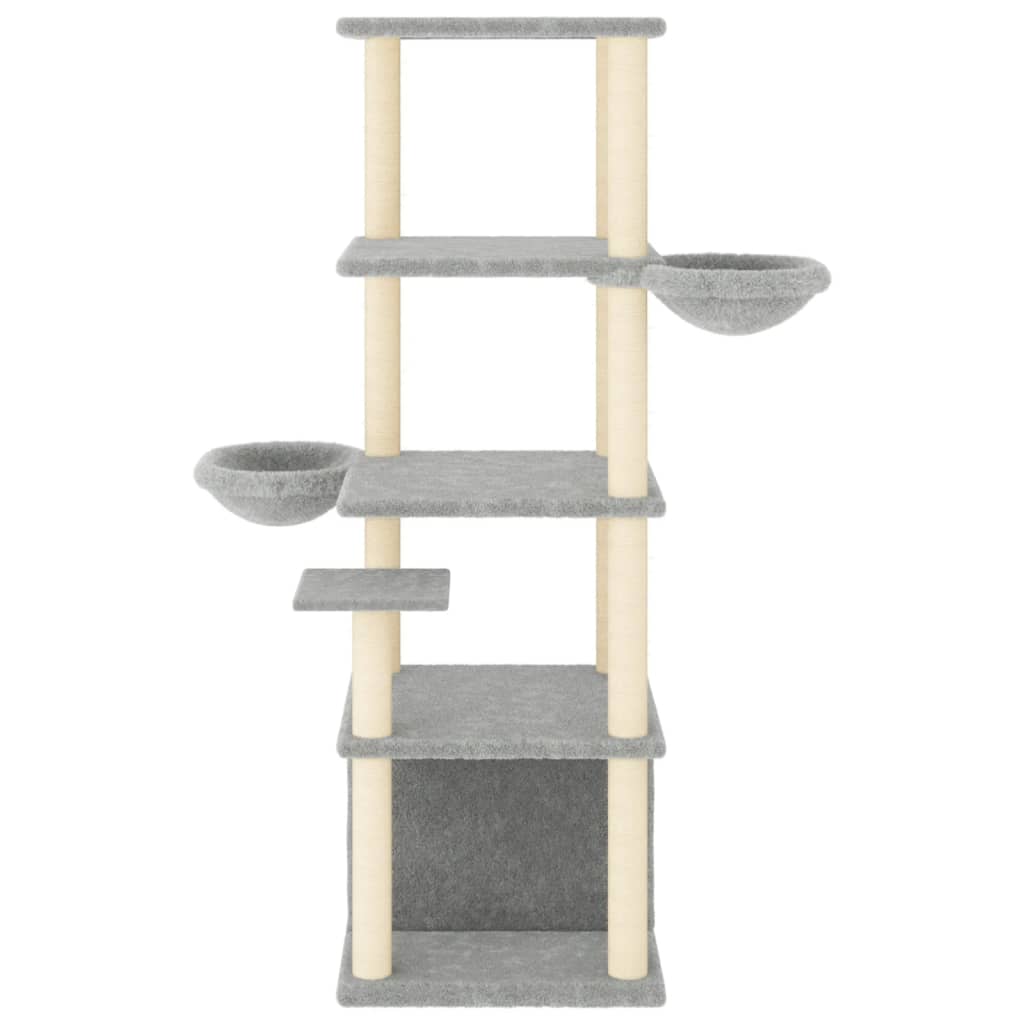 Rascador Para Gatos Con Postes De Sisal Gris Claro 147 Cm_2