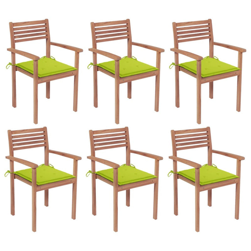 Vidaxl Sillas Apilables De Jardín 6 Uds Madera De Teca Con Cojines_0