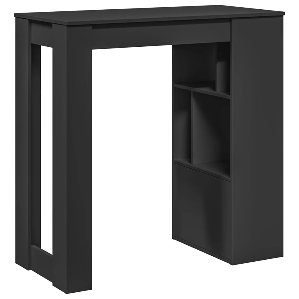 Mesa Bar Con Estantes Madera Ingeniería Negro 102x50x103,5 Cm_4