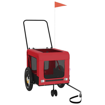 Remolque De Bicicleta Mascotas Hierro Tela Oxford Rojo Negro_3