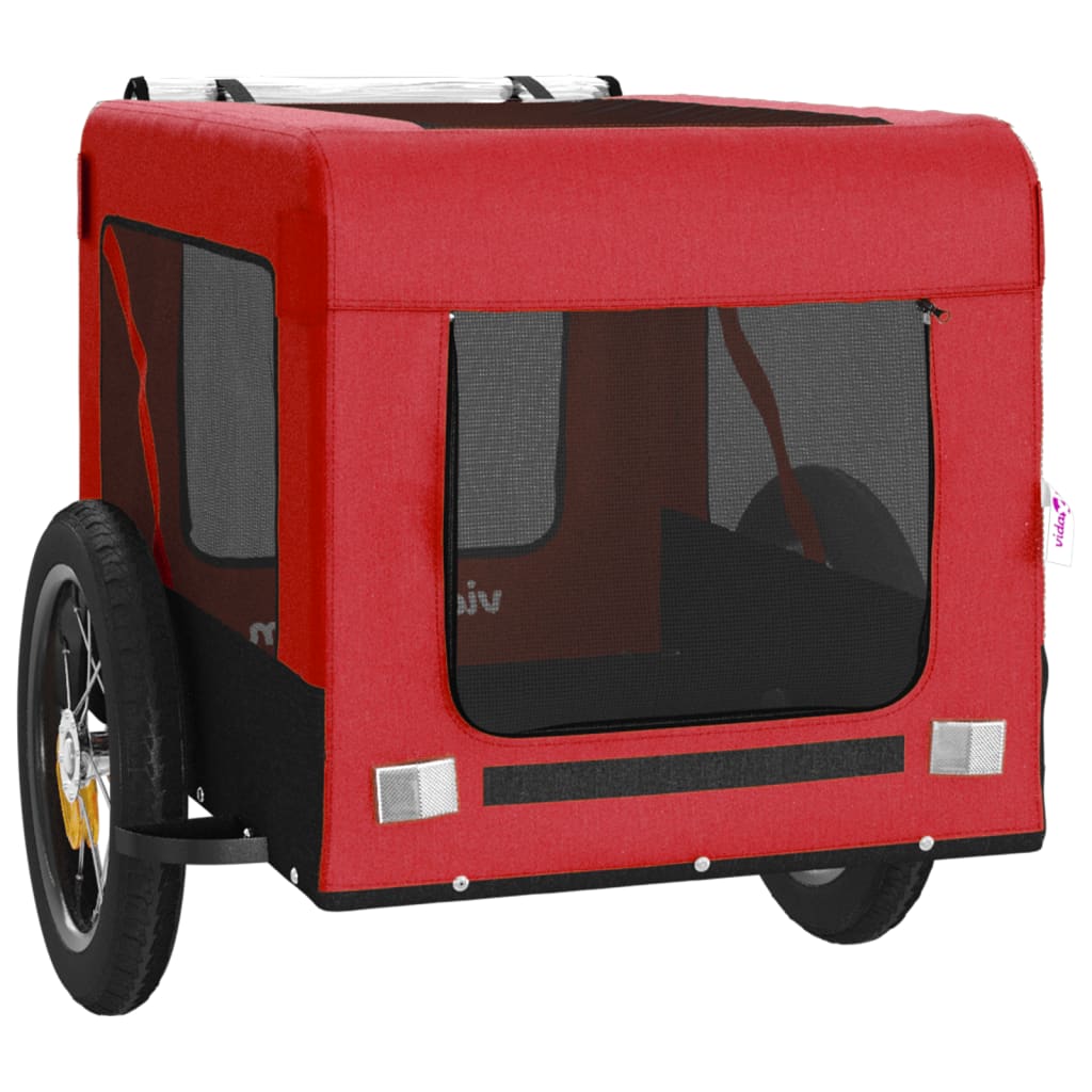 Remolque De Bicicleta Mascotas Hierro Tela Oxford Rojo Negro_5