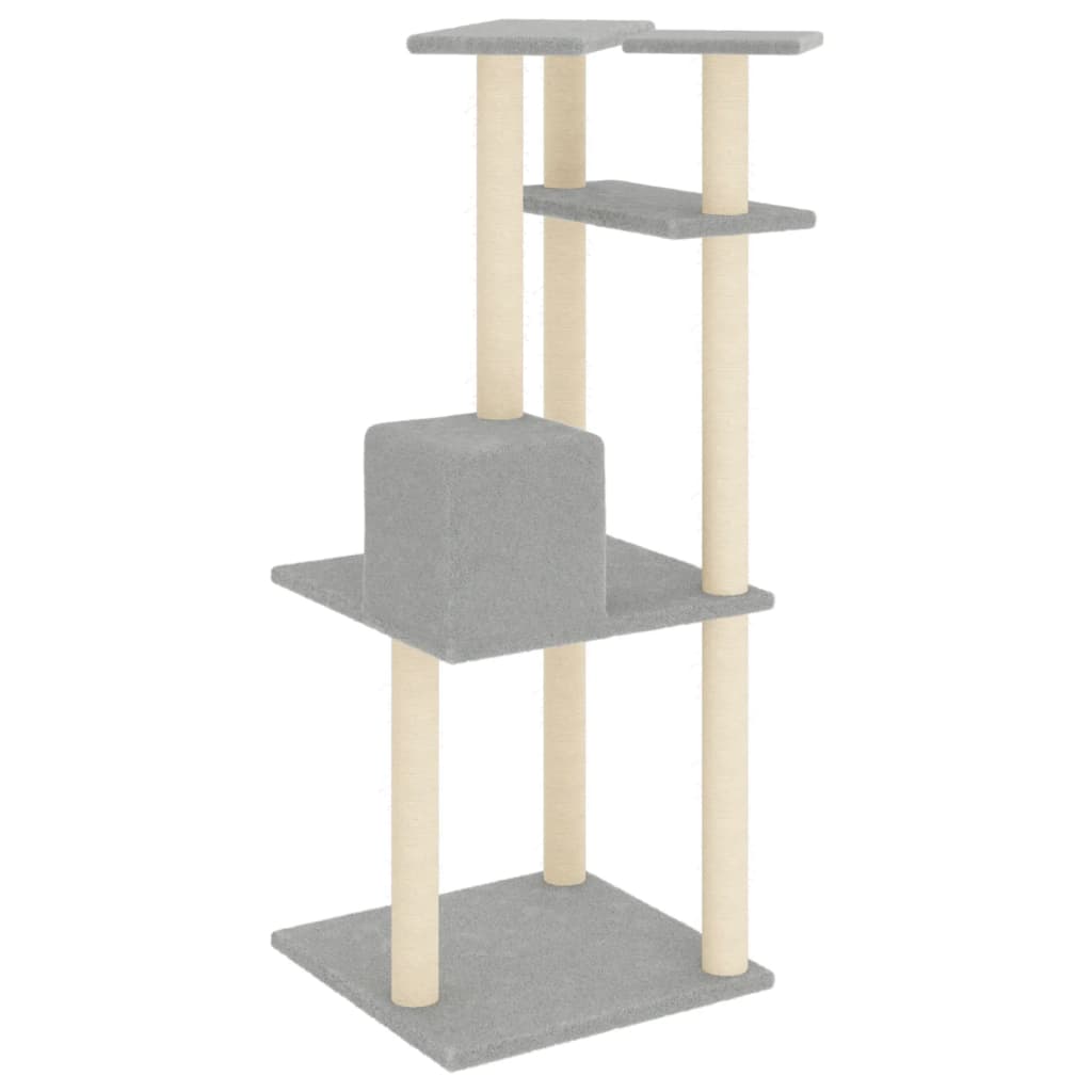 Rascador Para Gatos Con Postes De Sisal Gris Claro 123 Cm_4