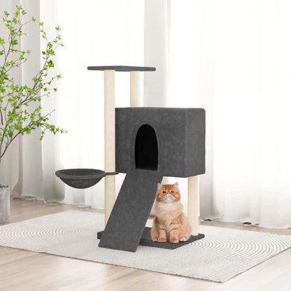 Rascador Para Gatos Con Postes De Sisal Gris Oscuro 96 Cm_1