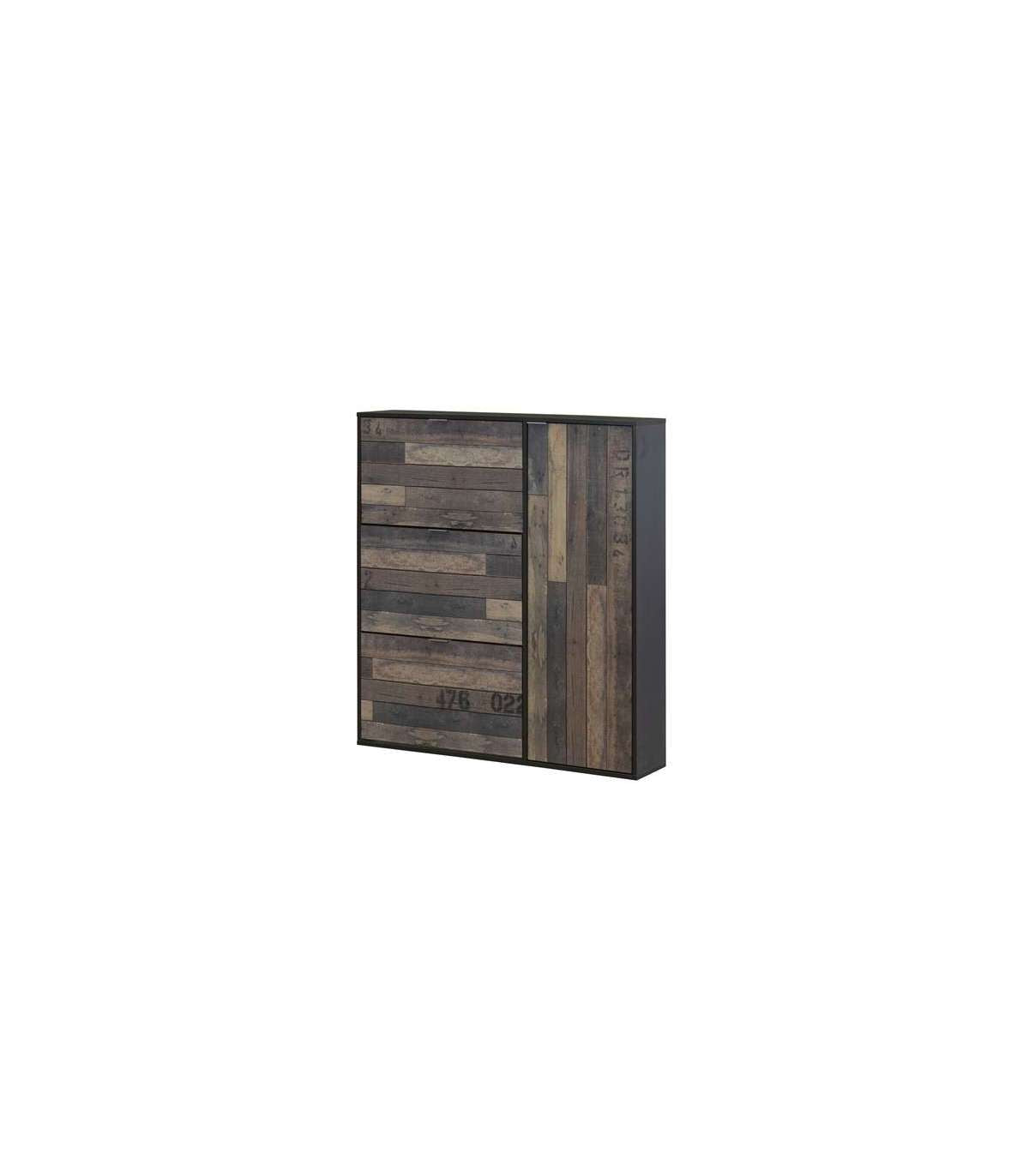 Armario Zapatero 3 Trampones 1 Puerta Acabado Maderas, 120cm(ancho) 129.6cm(altura) 24.2cm(fondo)_0