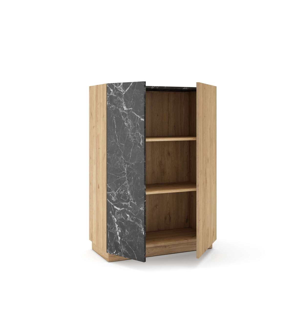 Mueble Auxiliar Alto 2 Puertas Abatibles Md-laura Acabado Roble/negro. 127cm(alto) 90cm(an_2