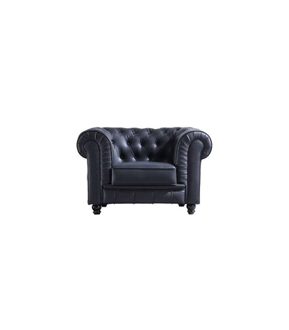 Sillón Chesterfield Tapizado En Símil Piel Negro, 115 Cm(ancho) 75 Cm(altura) 84 Cm(fondo)._0