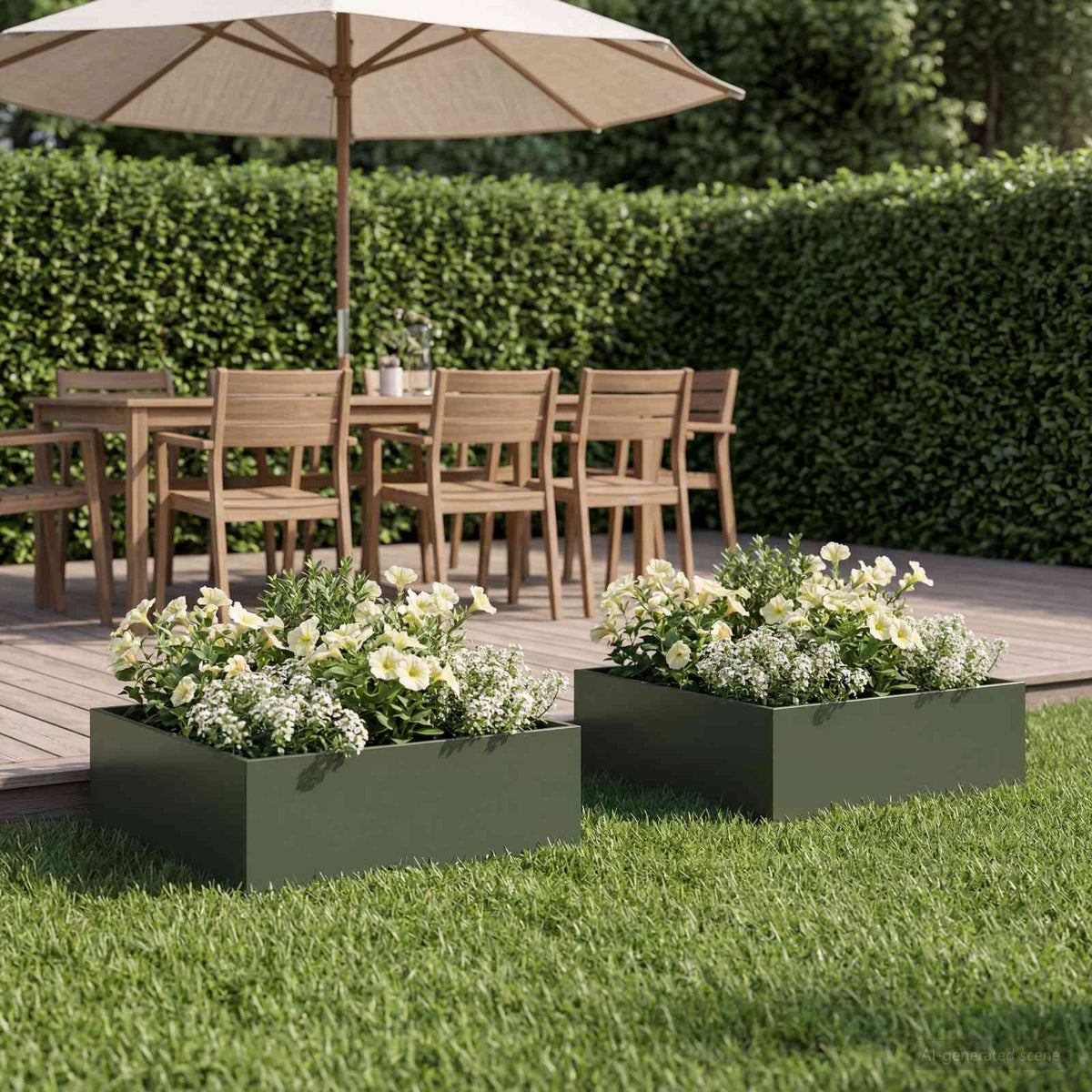 Macetero De Jardín 2 Uds. Verde Oliva 60 X 60 X 20 Cm_1