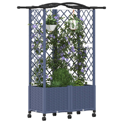Cama Elevada Con Trellis Y Techo Gris 122 X 40 X 144 Cm Pp_2