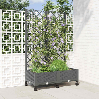 Jardinera Con Enrejado Y Ruedas Gris Claro 80 X 40 X 131,5 Cm_1
