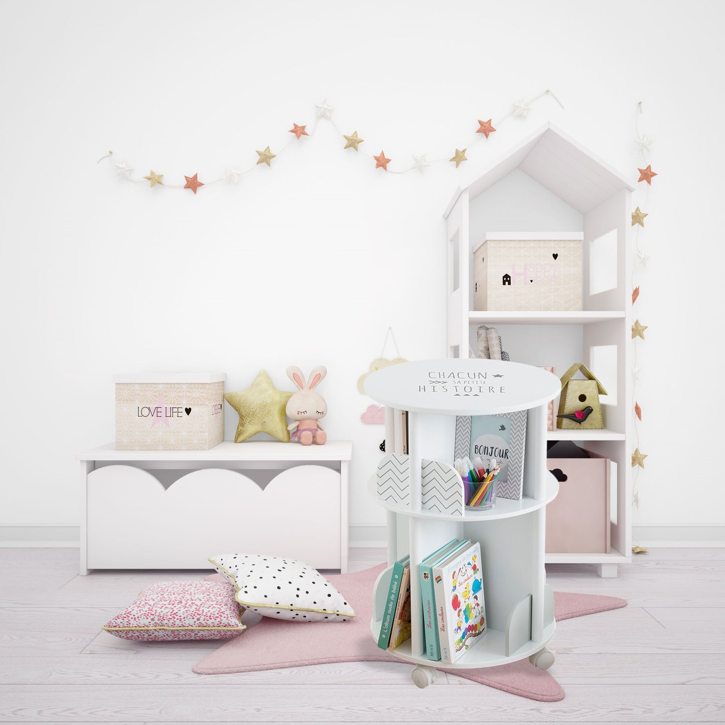 Well Home Librero Redondo Gris Infantil Ø40x59cm_5