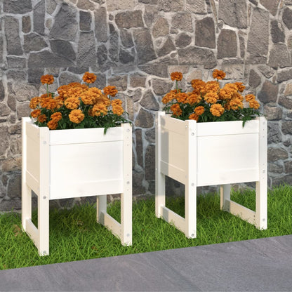 Jardinera 2 Unidades Madera Maciza De Pino Blanco 40x40x52,5 Cm_1