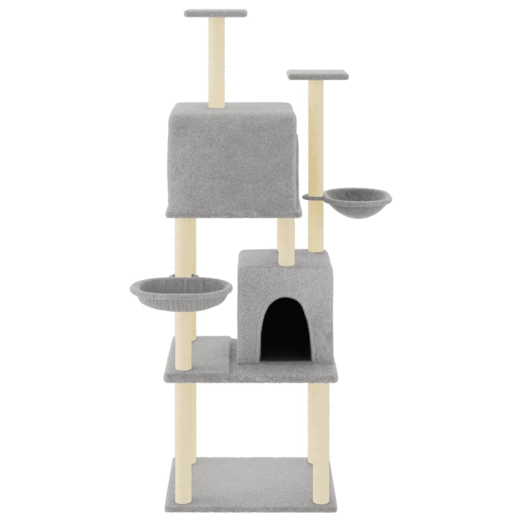 Rascador Para Gatos Con Postes De Sisal Gris Claro 180 Cm_2