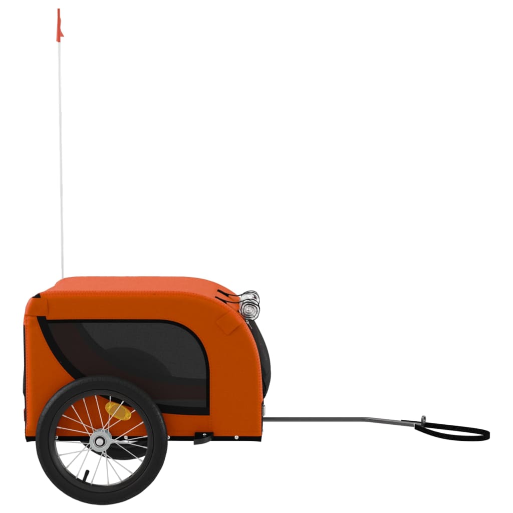 Remolque De Bicicleta Mascotas Hierro Tela Oxford Naranja Negro_4