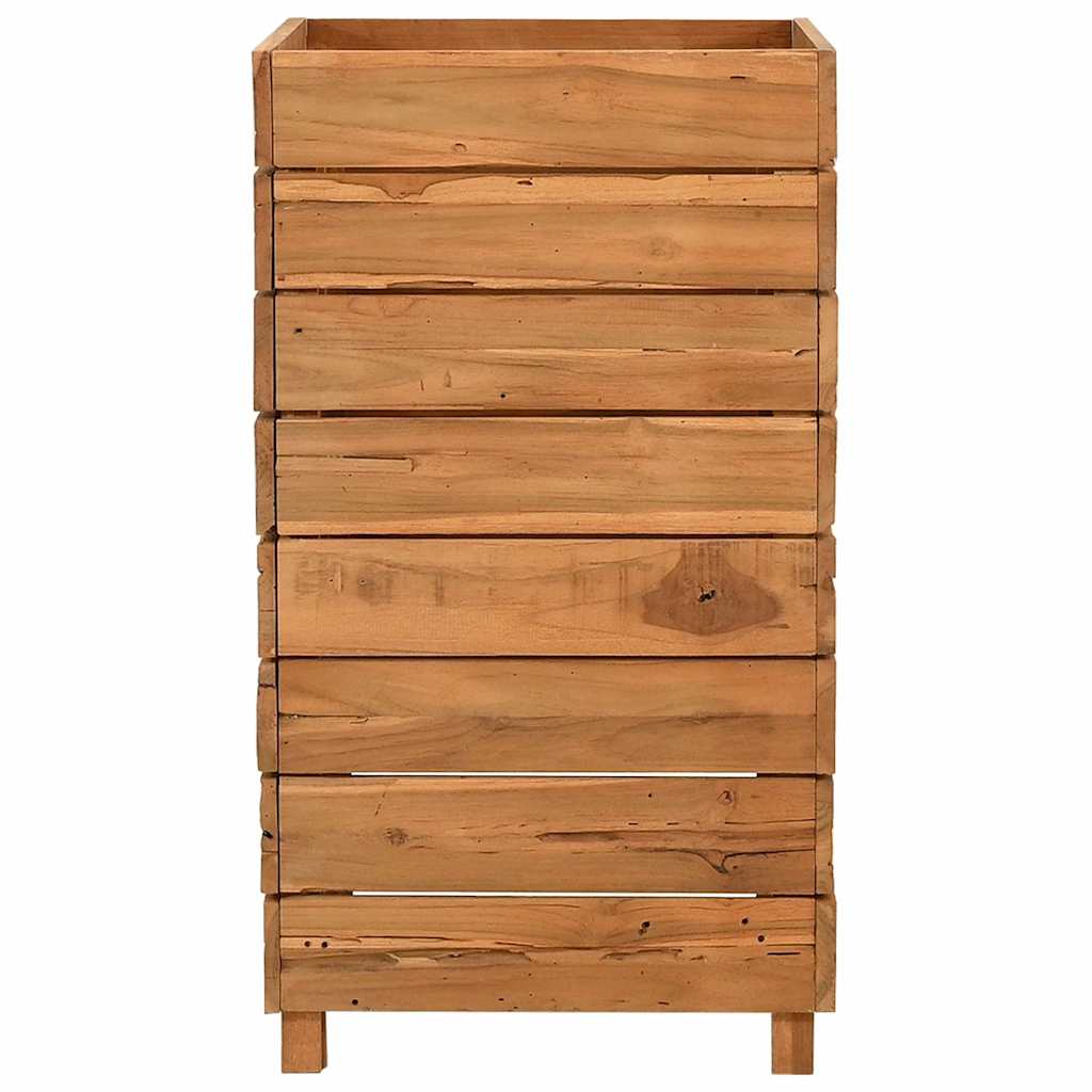 Arriate Elevado Madera De Teca Reciclada Y Acero 50x40x72 Cm_3
