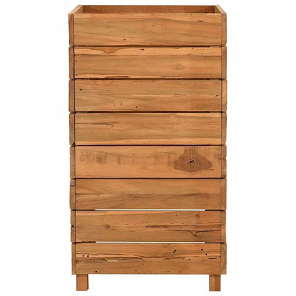 Arriate Elevado Madera De Teca Reciclada Y Acero 50x40x72 Cm_3