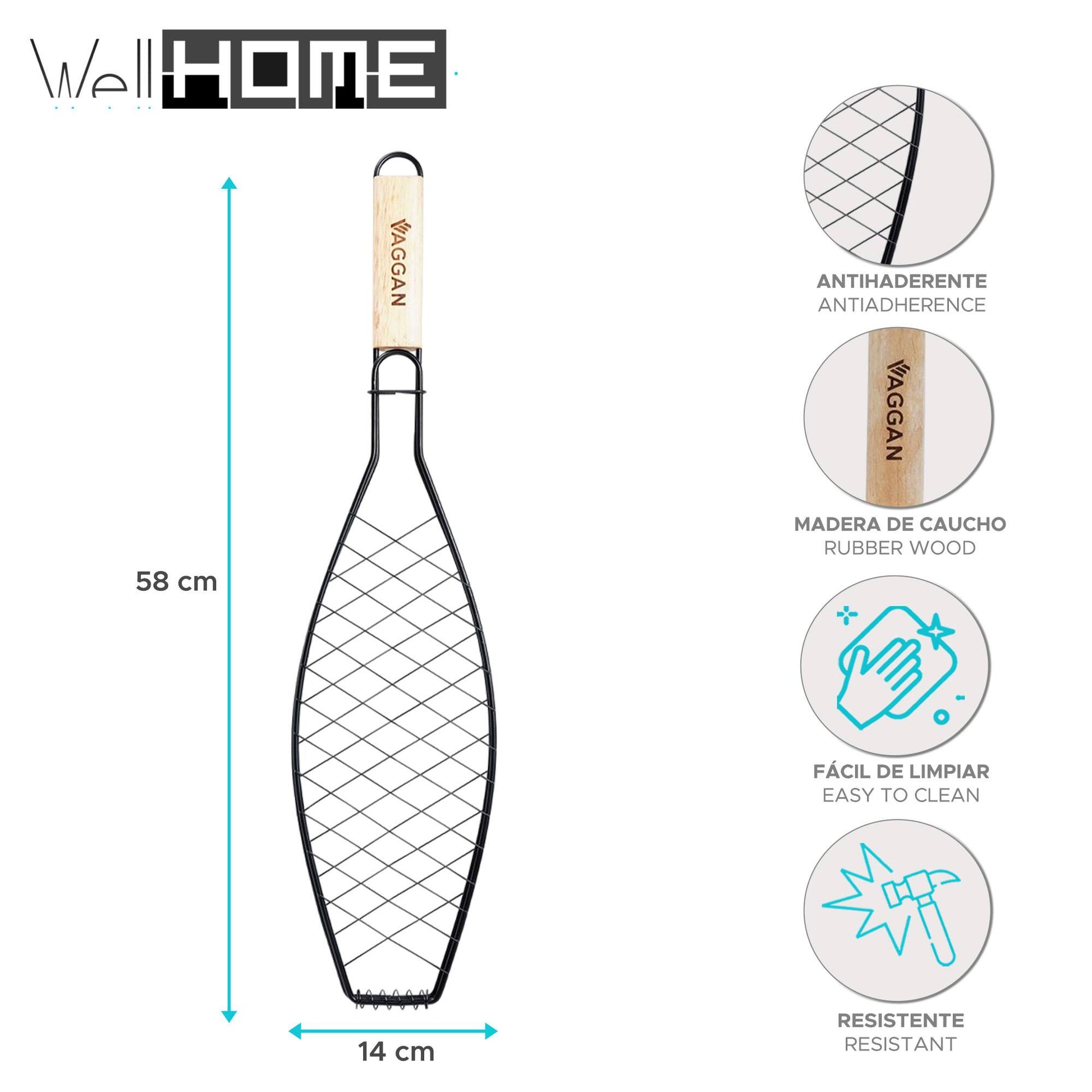Well Home - Parrilla Grill Pescado Mango Madera 14x58cm_1