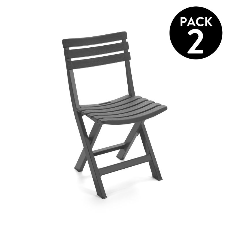 Pack 2 Sillas De Exterior Plegables Hoku Polipropileno, Antracita, 44 X 78 X 41_0