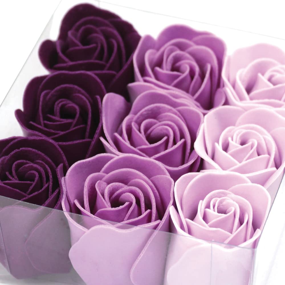 Pack 5 Cajas 9 Rosas De Jabón (lila) - Flores Con Pétalos De Jabón Perfumados - Regalo Original Para Días Especiales_1
