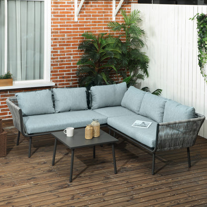 Outsunny Conjunto De Muebles De Ratán 2 Sofá De 2 Plazas Sofá De Esquina Mesa_1