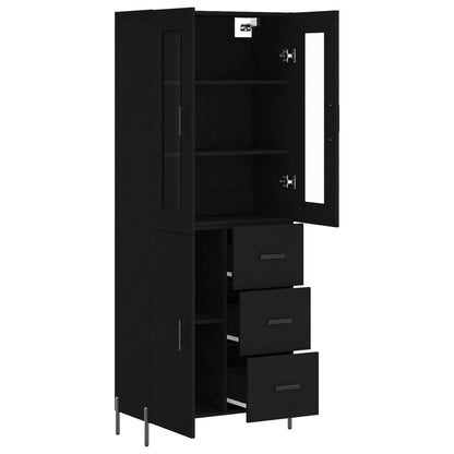 Aparador Alto Madera Contrachapada Negro 69,5x34x180 Cm_3
