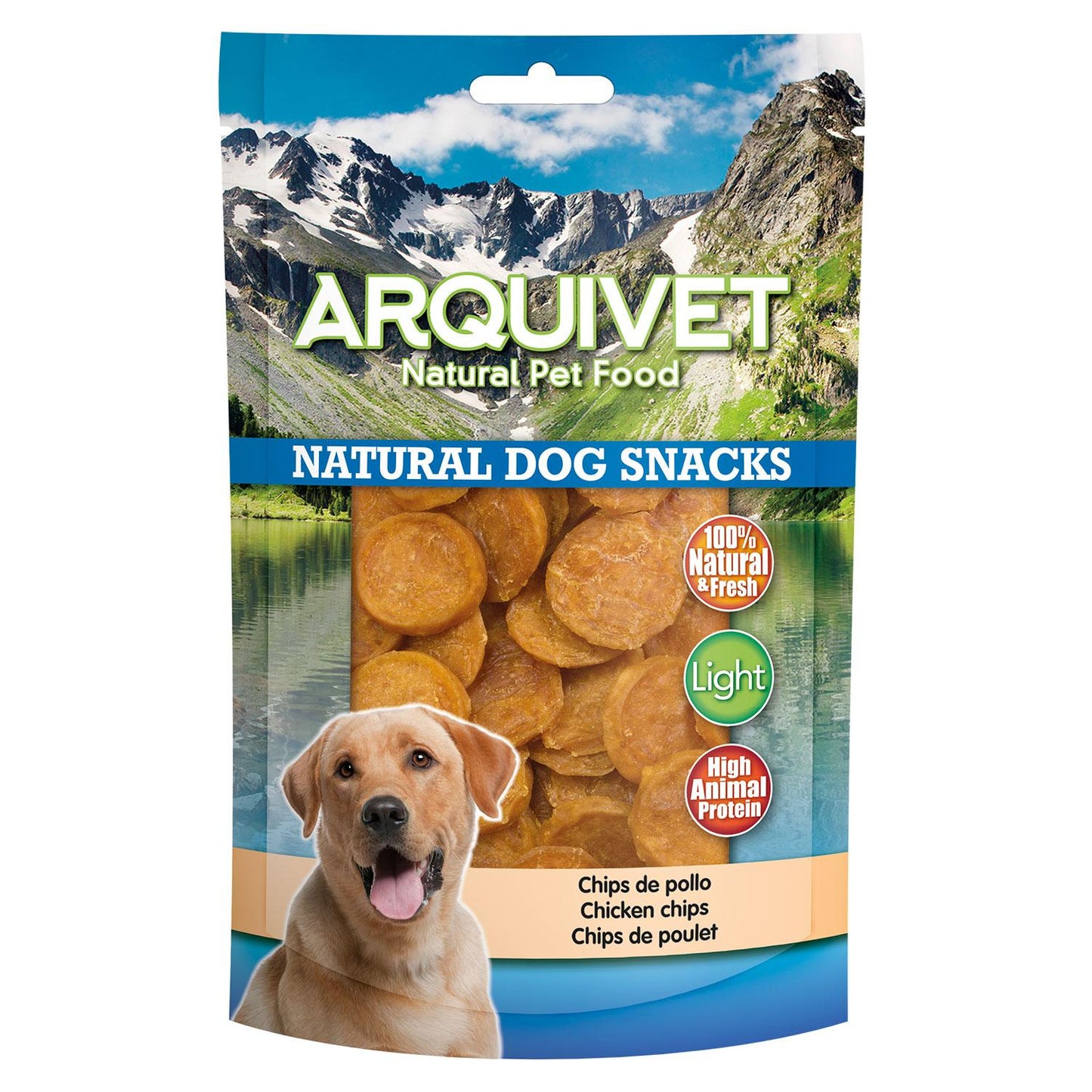 Petisco natural para cães Arquivet chips de frango 100 g
