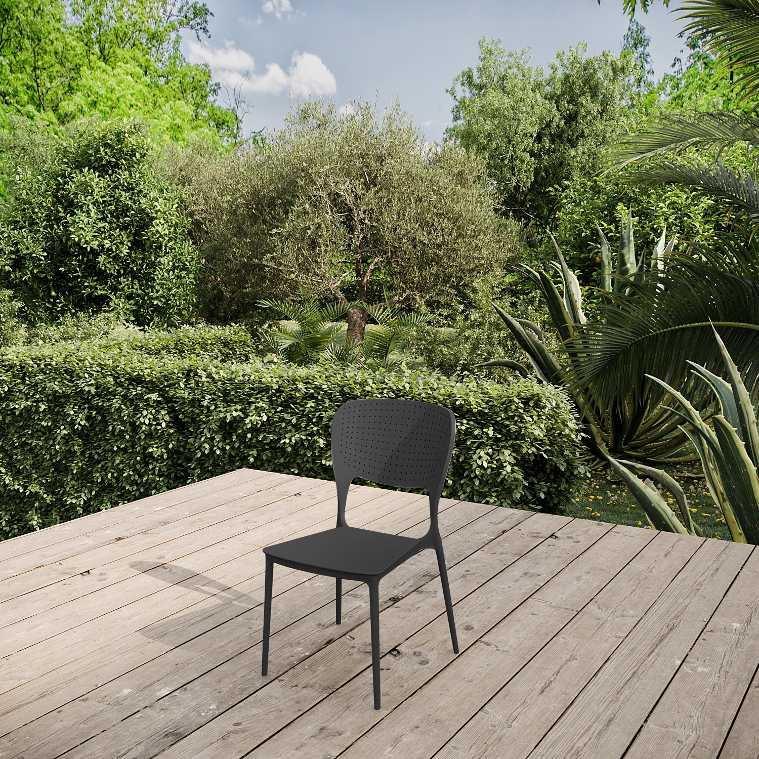 Juego De 4 Sillas Apilables De Polipropileno Carbono Negro - Muebles De Jardín - 46x51xh79.5cm_5