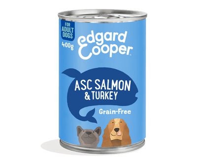 Lata de comida para perros con salmón y pavo sin cereales | Edgard & Cooper 400 g