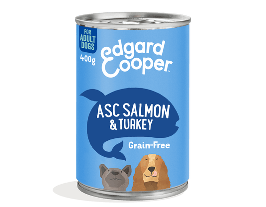 Lata de comida para perros con salmón y pavo sin cereales | Edgard & Cooper 400 g