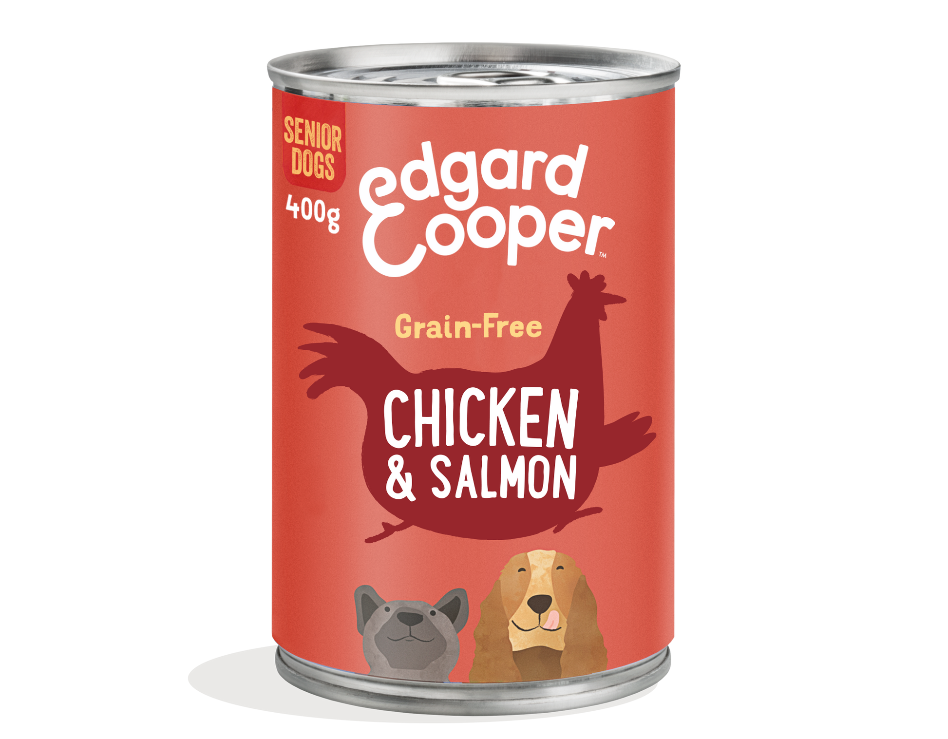 Lata de comida para perros senior con pollo y salmón sin cereales | Edgard & Cooper 400 g
