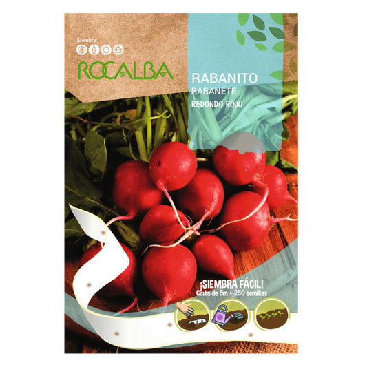 Sementes redondas de rabanete vermelho em fita, Rocalba
