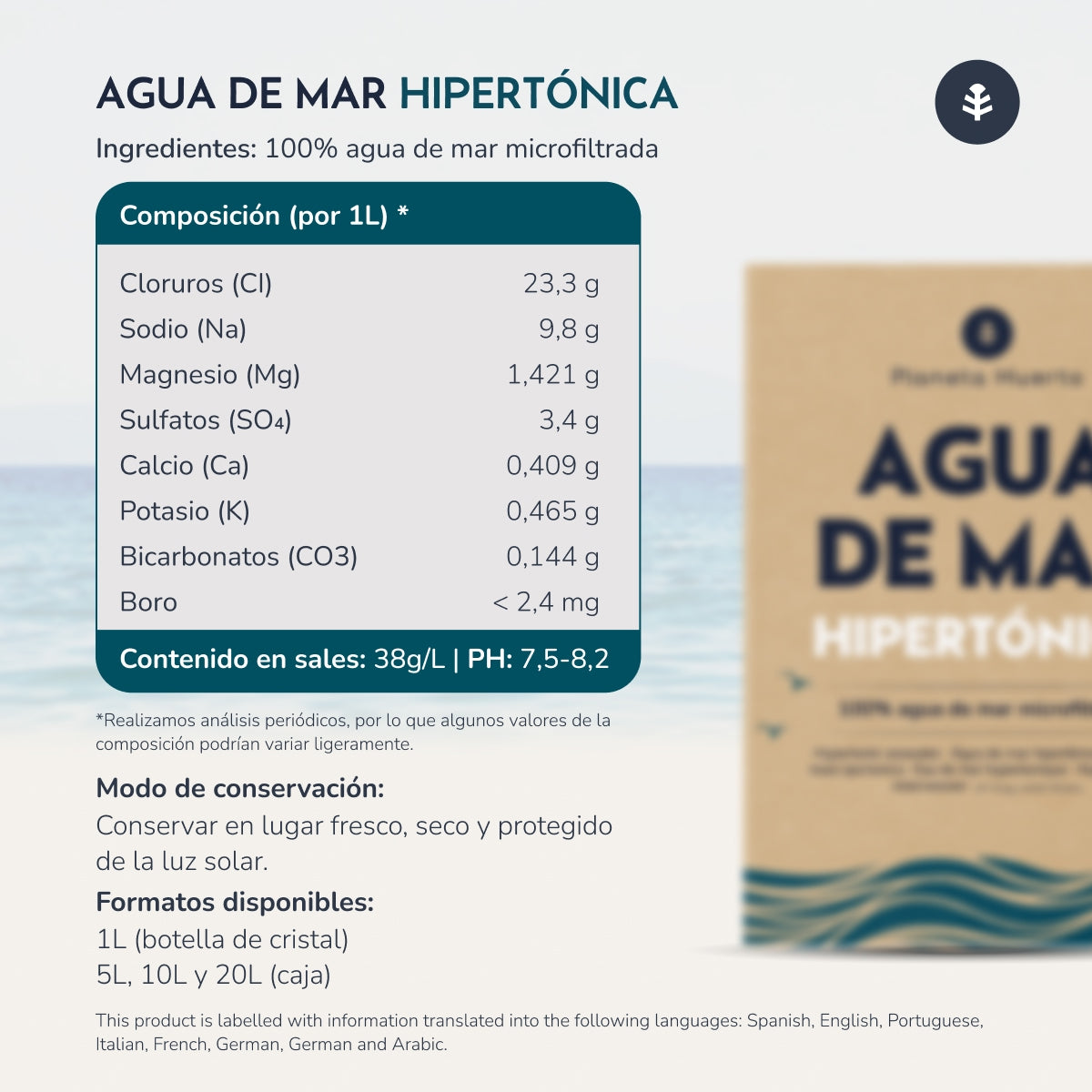 Planet Garden Água do Mar Hipertónica 20 L