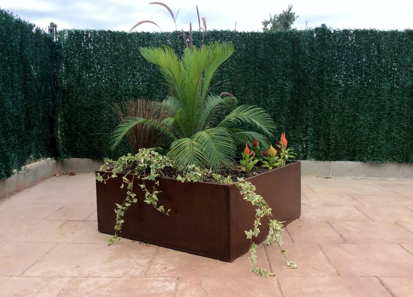Jardinero Cubo Bajo Acero Corten / Unidad / 100x100x40 Cm_1