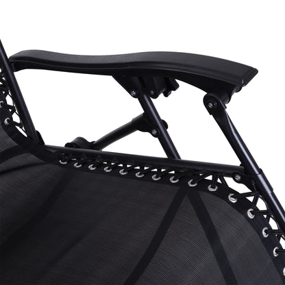 Outsunny 2 Sillas De Gravedad Cero Plegables Mesa Auxiliar Con Portavasos Negro_4