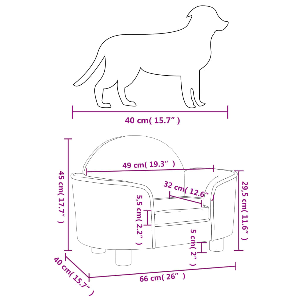 Cama Para Perros De Terciopelo Rosa 66x40x45 Cm / Vetonek_0