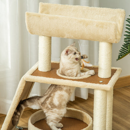 Pawhut Árbol Rascador Para Gatos 60x30x76cm Con Cama Postes Rascadores De Sisal_4