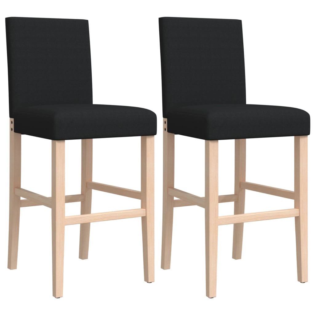 Taburetes Altos 2 Uds Madera Maciza De Caucho Y Tela_0