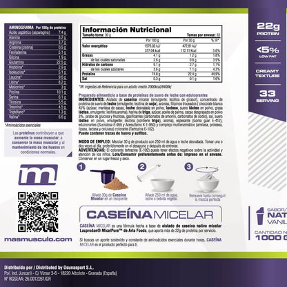 Caseína Micelar Nativa Micelpure™ - 1kg - Natillas De Vainilla - Ayuda A Mantener La Masa Muscula - Masmusculo_5