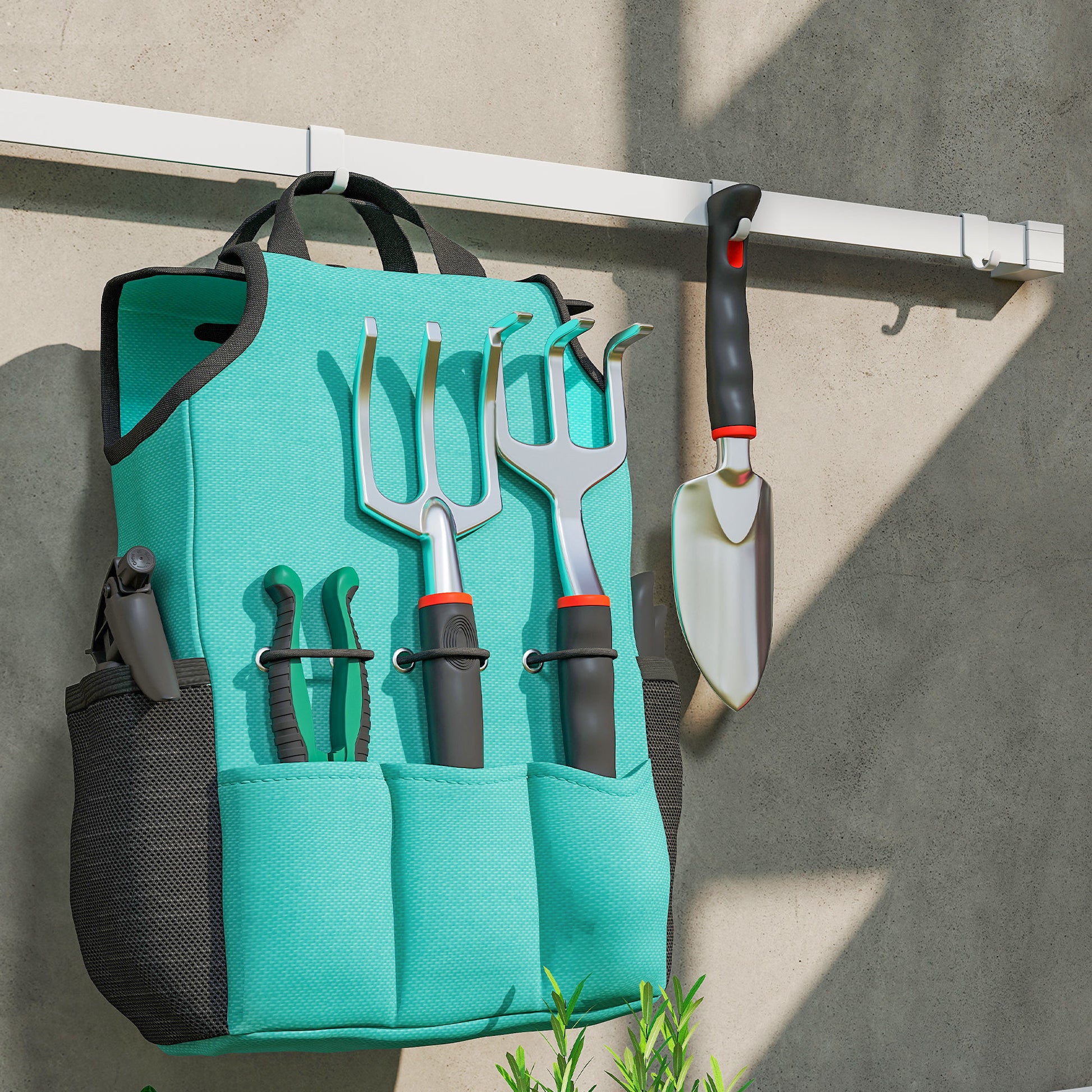 Outsunny Juego De Herramientas Jardinería De 9 Piezas De Aluminio Con Bolsa_4