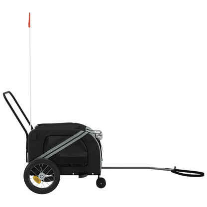 Remolque De Bicicleta Mascotas Hierro Tela Oxford Gris Negro_5