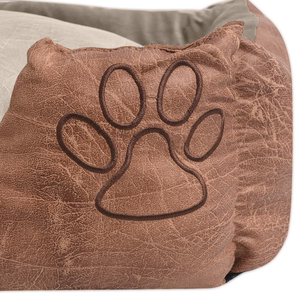Vidaxl Cama Para Perro Con Cojín Pu Cuero Artificial Talla L Beige_2