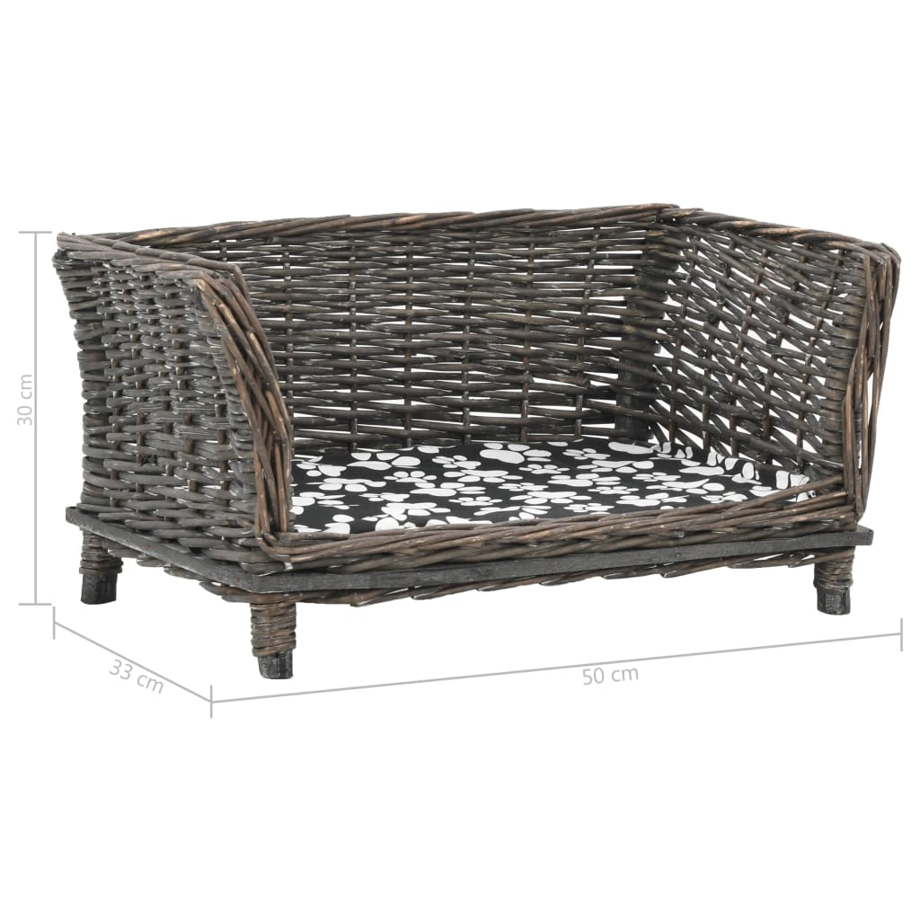 Vidaxl Cesta Para Perros Con Cojín Sauce Natural Gris 50x33x30 Cm_2