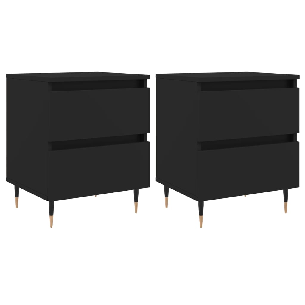 Mesitas De Noche 2 Uds Madera De Ingeniería Negro 40x35x50 Cm_0