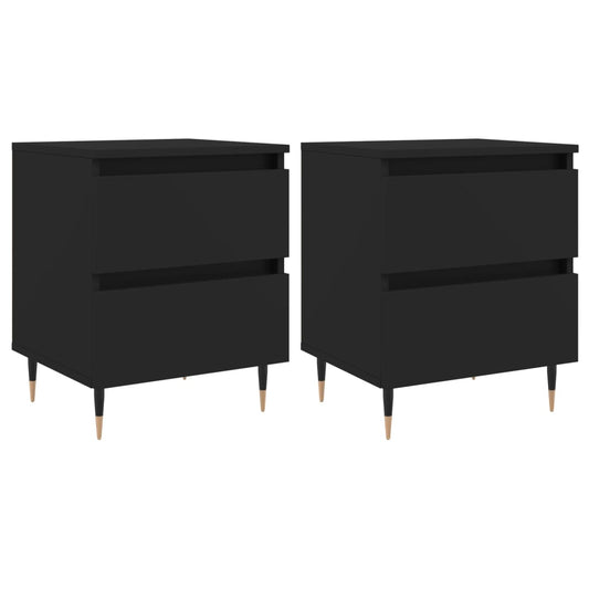 Mesitas De Noche 2 Uds Madera De Ingeniería Negro 40x35x50 Cm_0