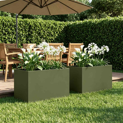 Macetero De Jardín 2 Uds. Verde Oliva 60 X 40 X 40 Cm_1