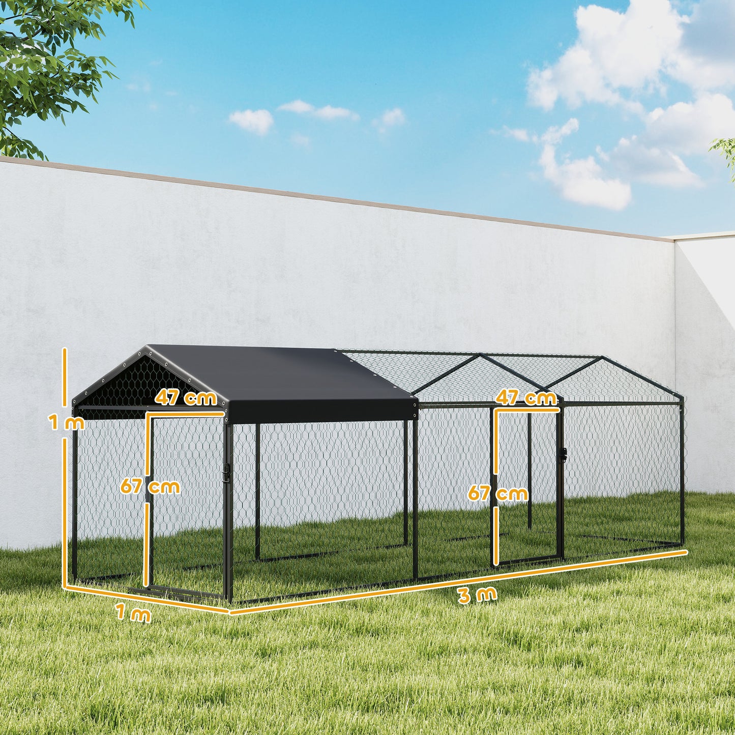 Pawhut Gallinero Para Exterior Grande 3x1x1 M Con Cubierta Anti-uv E Impermeable_2