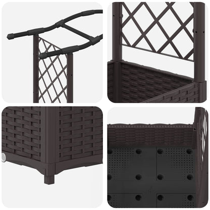 Cama Elevada Con Trellis Y Techo Marrón 207 X 40 X 123 Cm Pp_5