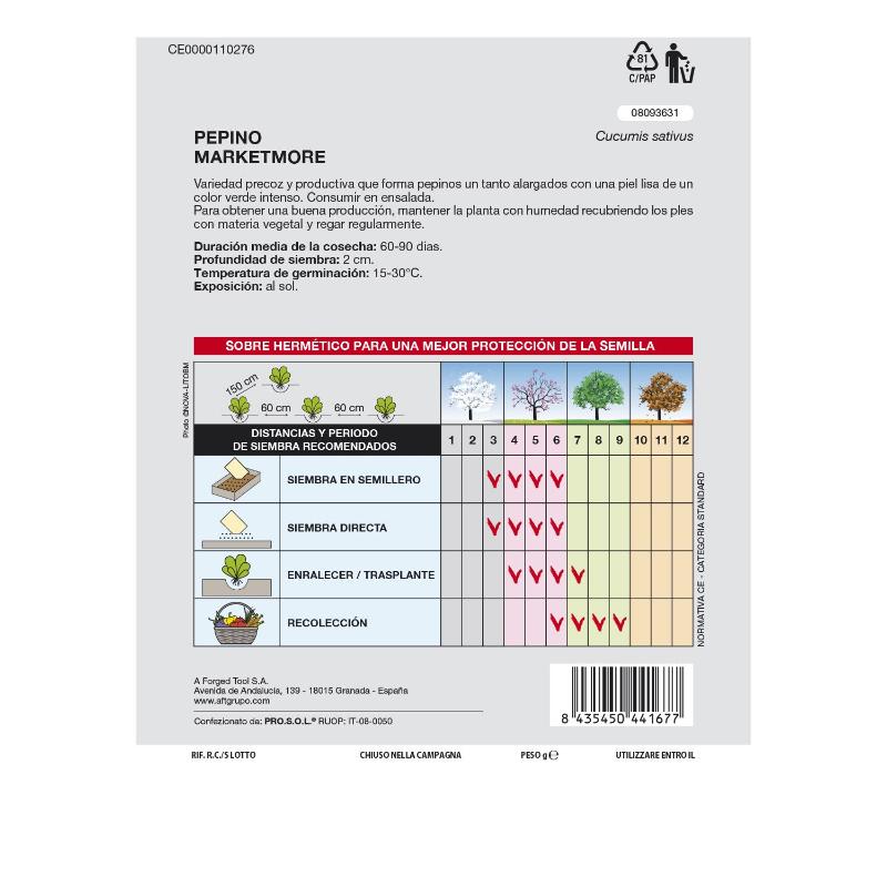 Semillas Pepino Marketmore (5 Gramos) Semillas Verduras, Horticultura, Horticola, Semillas Huerto._1