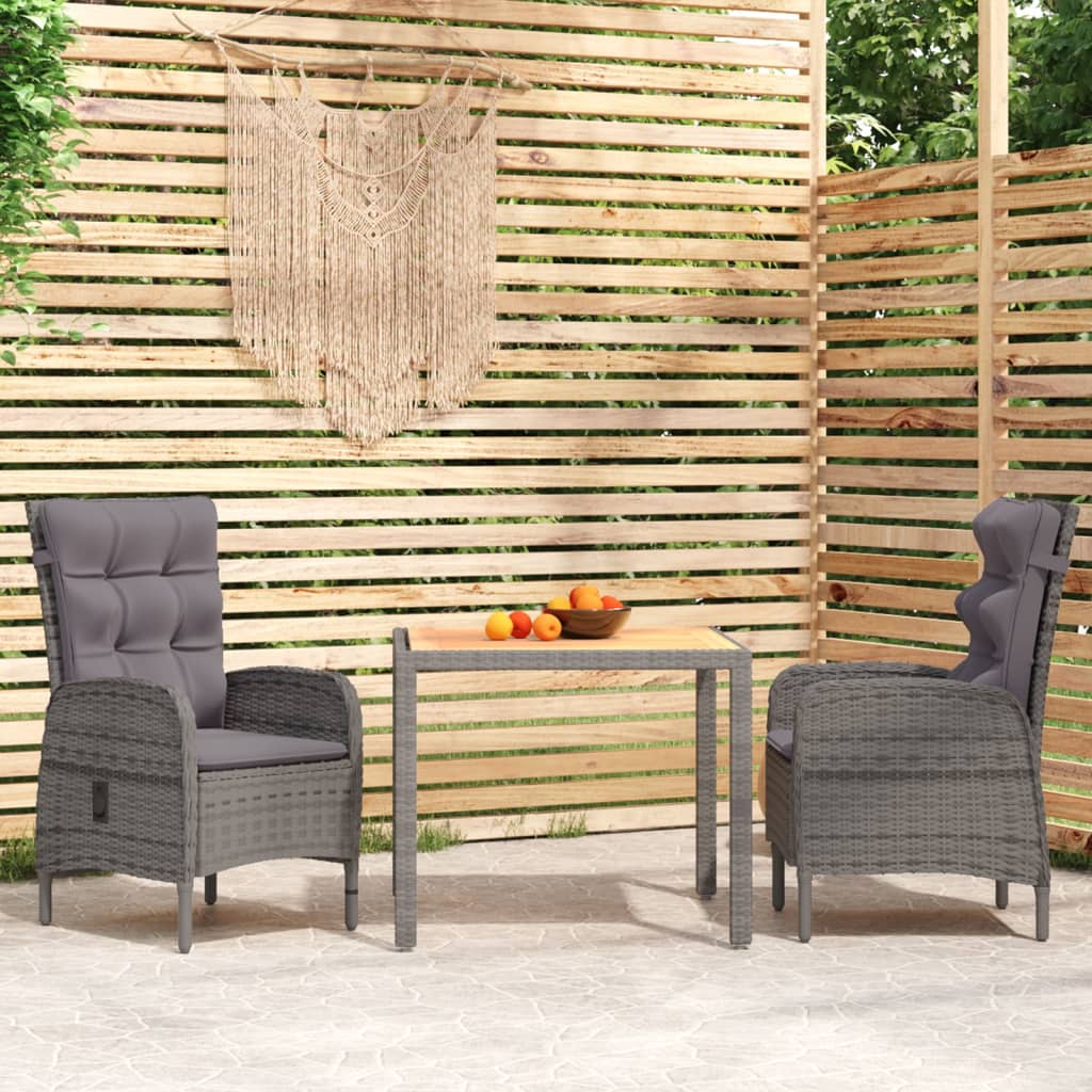 Vidaxl Juego De Comedor Para Jardín 3 Piezas Ratán Sintético Gris_1