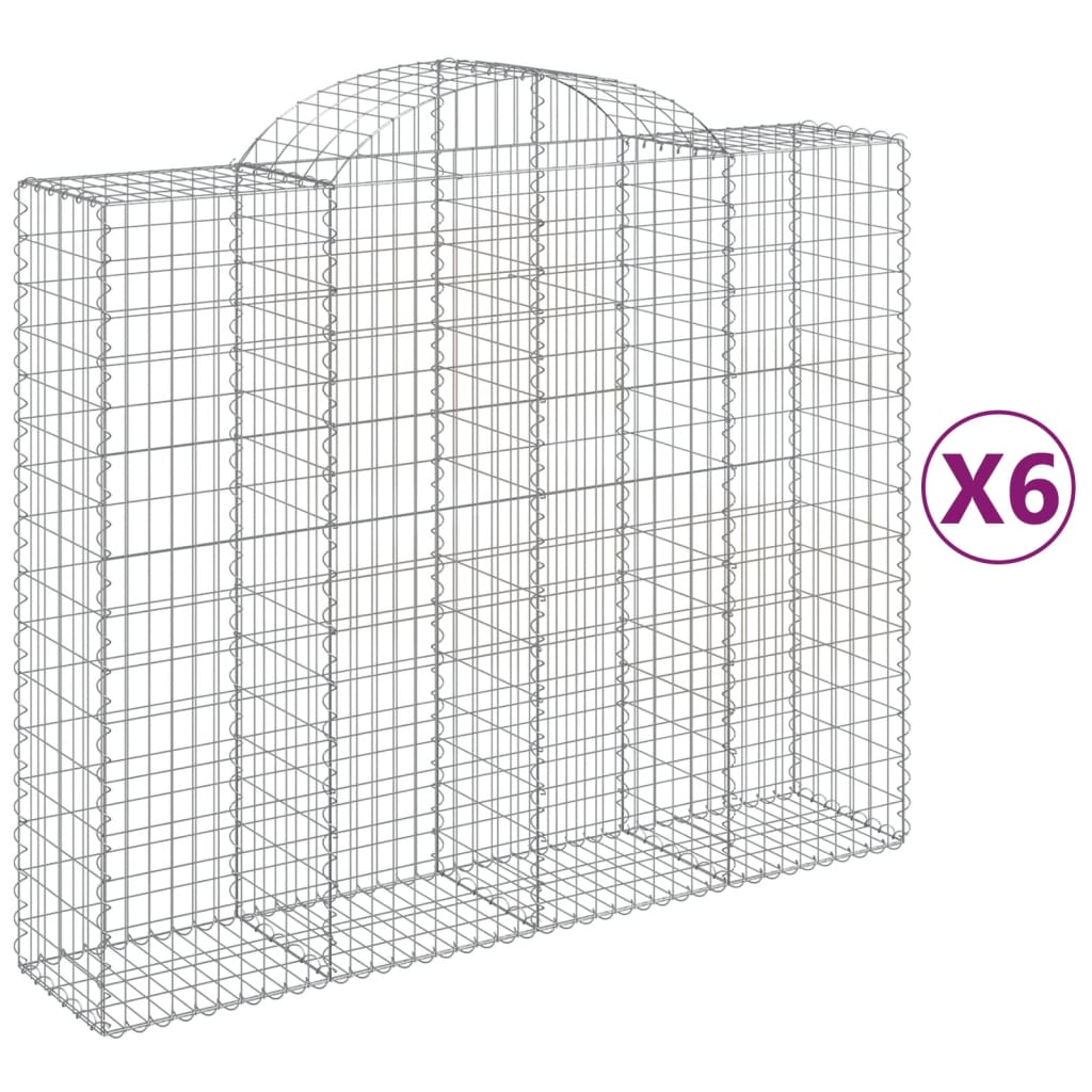 Cestas De Gaviones 6 Uds Forma De Arco Hierro 200x50x160/180 Cm_0