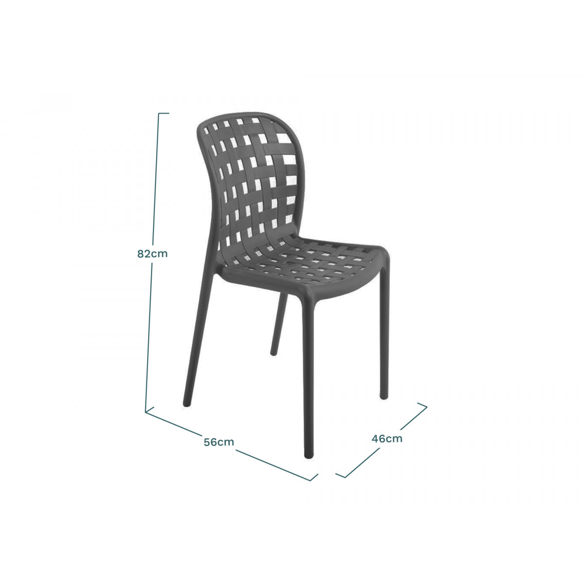 Juego De 4 Sillas De Jardín Apilables De Polipropileno De Carbono Negro Calado Corfu - Muebles De Jardín - 46x56xh82cm_4